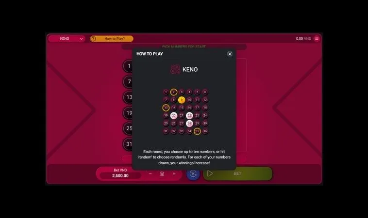 Cách chơi game nhanh Keno Tại GO88 