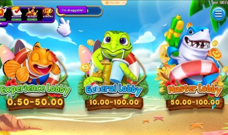 Các phòng chơi trong game Thợ Săn Cá Tại GO88